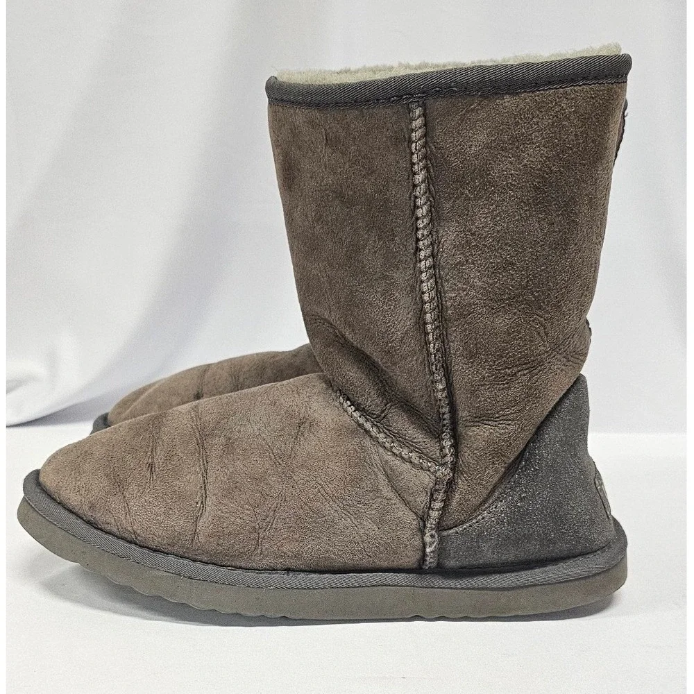 Alilo UGG Collection Brown Suede Shearling Lined Mid Calf Winter Boots‎